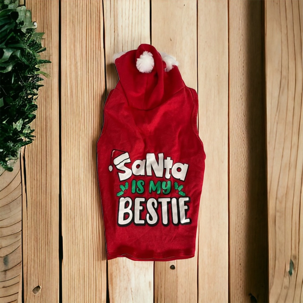 Holiday Time Dog Santa Claus Suit Outfit Hoodie Size Medium 17" Back Length NEW